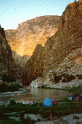 Upstream view of Mariscal Canyon from the Texas Cross Canyons campsite. Cross Canyons is a break in the middle of Mariscal, about 4.5 miles from Talley.